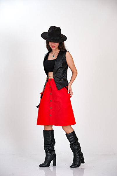 İna Red Winter Skirt Specially Designed from Divitin Flannel