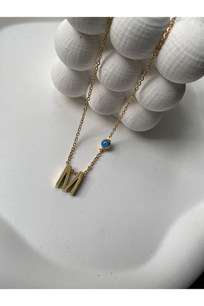 Alice Steel Gold Letter M Necklace