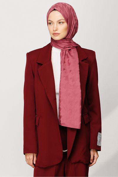 Mooncorn Dried Rose Houndstooth Pattern Silky Jacquard Shawl