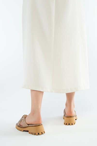 Tamer Tanca Women's Genuine Leather Heeled Slippers 33 9019 Bn Trlk Y23