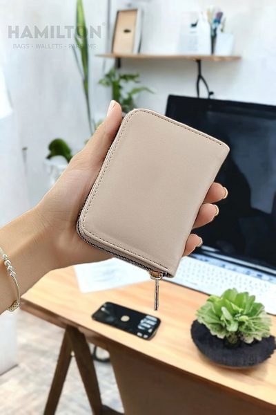 HAMILTON Original Women's Mink Wallet with Card Holder and Coin Compartment Zippered Soft Leather Stylish Mini Card Holder