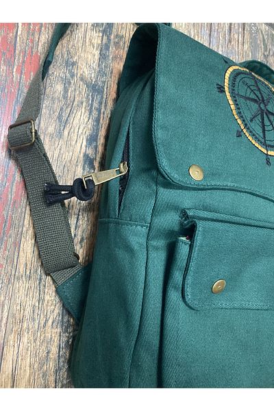 Street Bag Compass Embroidery Backpack Daily Use Travel Camping School Bag