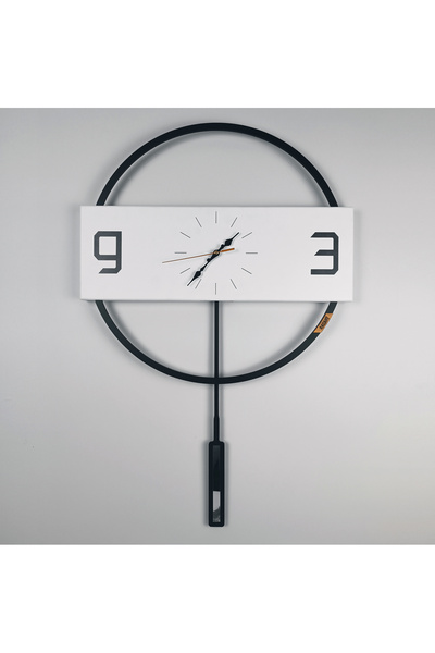 RacartShop Modern Dekoratif Hareketli Sarkaçlı Beyaz Duvar Saati – S93