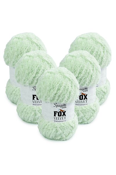 Spagettiyarn Fox Velvet 5 τεμαχίων Water Green Velvet Πλεκτό νήμα χειρός