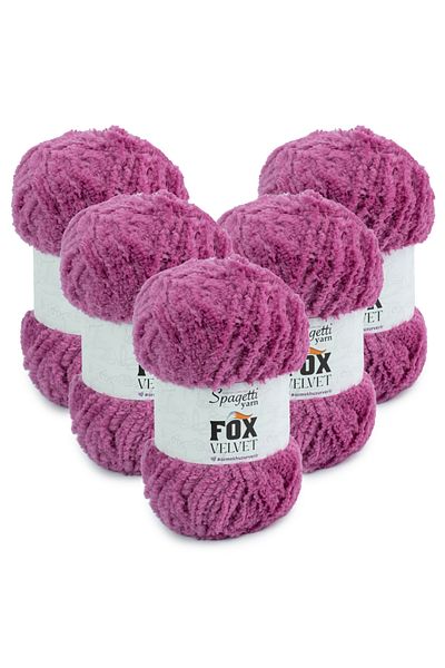 Spagettiyarn Fox Velvet 5 τεμαχίων μωβ βελούδινο πλεκτό νήμα