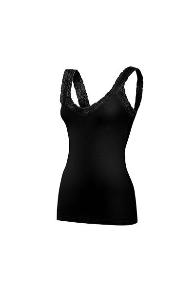 YILDIZ Modal Straps Lace Undershirt Black