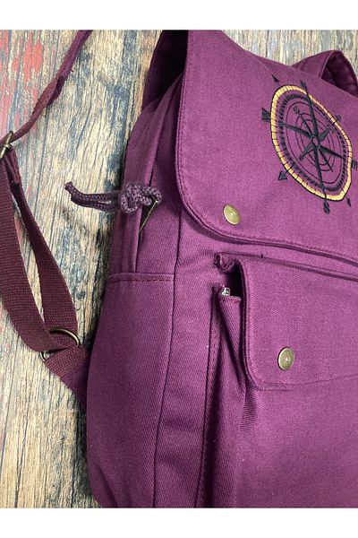 Street Bag Compass Embroidery Backpack Daily Use Travel Camping School Bag