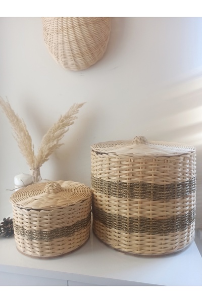 gudelidekor hasır bambu rattan soğan-patates sepeti 30x27 - 20x12 cm çok amaç...