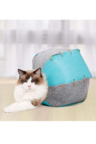 ByUtku Roll Cat Tunnel Functional Pet Cat Tunnel Bed Hideout