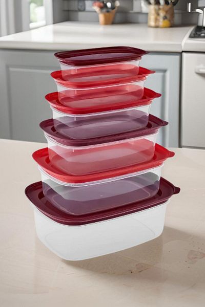 Melkan Home Set of 6 Red Storage Containers - Rectangular Containers