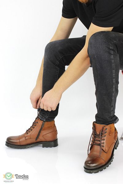 DOCKA Men's Genuine Leather Fur Lined Classic Style Casual Boots