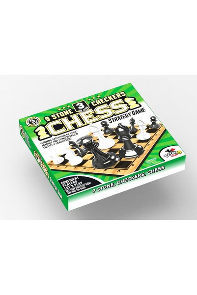 cayenna Wooden Chess, Nine Pieces, Checkers 3 Games in 1 Box