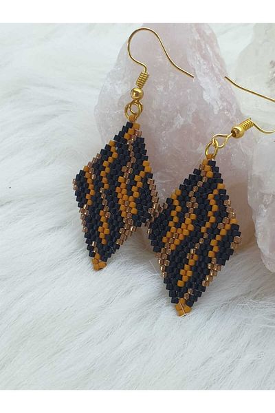 HAPPY HANDMADE TIGER PATTERNED BLUFFY EARRING GIFT
