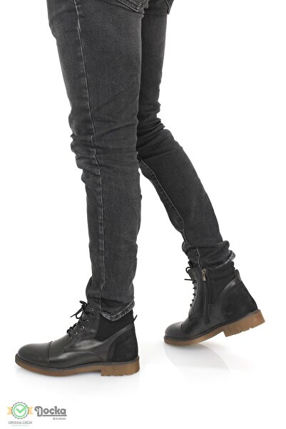 MARCOMEN Erkek Klasik Tarz Hakiki Deri Fermuarlı Bot