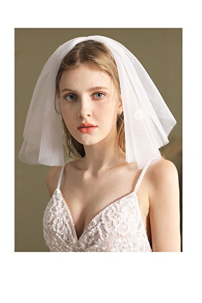 BBA TULLE STORE Voal scurt pentru spate, cu două straturi, voal scurt alb pen...