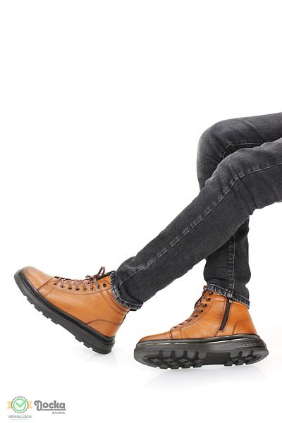 MARCOMEN Men's Soft Genuine Leather Thick Sole Zippered Sports Style Boots