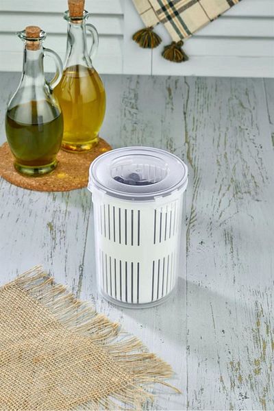 naylodas Deep Storage Container with Strainer (Olive Holder, Pickle Holder) 1.5lt LC-470