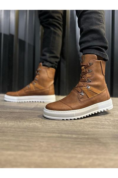 Joy Man J-B12 Lace-Up Orthopedic Sole Water and Cold Resistant Daily Winter Men's Sports Boots BT Tan