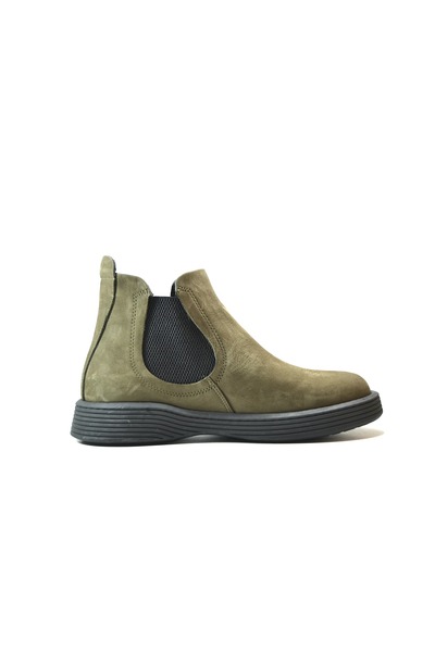 Onlo Ayakkabı ER.223 Hakiki Deri Nubuk Haki Lastikli Erkek Casual Bot Özel Numara