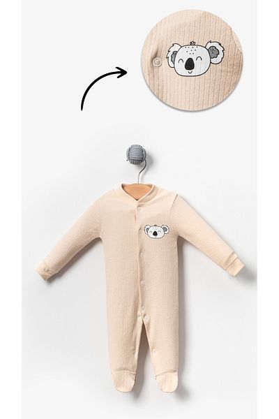 Bubito 3-Piece Baby Rompers Set with Koala Image Gray White