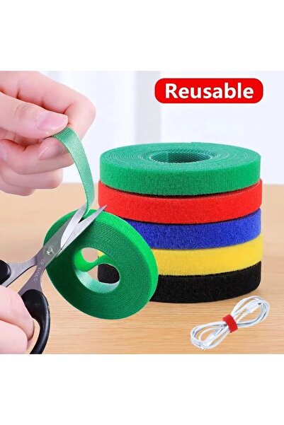 LOVYCO Sırtsırta Cırt Bant,Kablo Düzenleyici Cırt Bağı Siyah 1 Metre