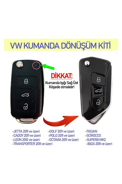bigkey Vw Golf Polo Jetta Bora Passat Transporter Conversion Converter Key Control Case with Logo TOP LIGHT