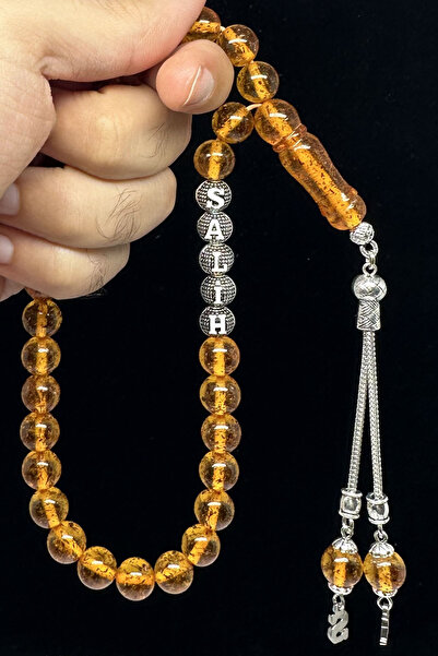 Fabula Silver İsimli Tesbih Kişiye Özel Erkek Hediye Kehribar Harfli Tesbih