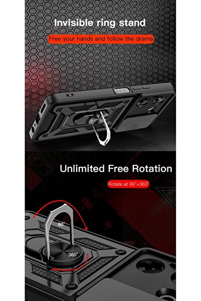 Fibaks Tecno Camon 20 Pro 4g Case with Camera Protection with Sliding Ring Armor Military Tank Protective Cover