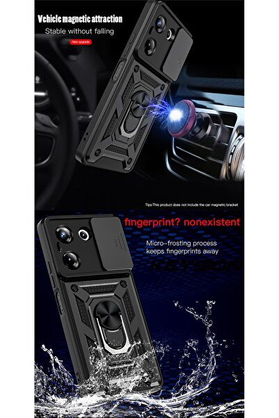 Fibaks Tecno Camon 20 Pro 4g Case with Camera Protection with Sliding Ring Armor Military Tank Protective Cover