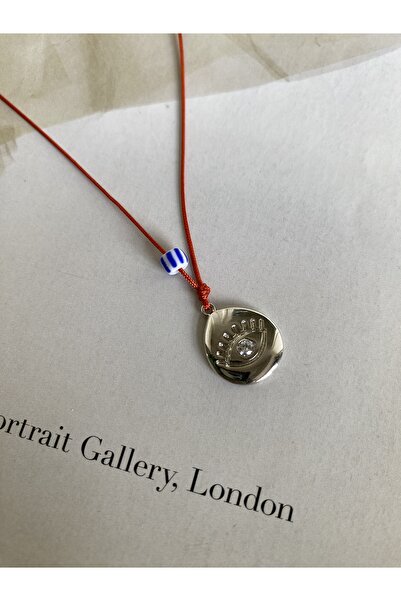 ATELİERGONCA RODYUM KAPLAMA MİNİMAL EVIL EYE GÜMÜŞ KOLYE
