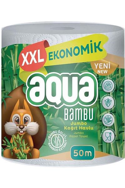 Aqua Paper Towel 3 Layer Jumbo Pack Xxl Bamboo (SET OF 2) 100 Meters (2PK*50MT)