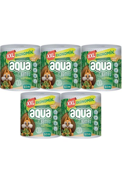 Aqua Paper Towel 3 Layer Jumbo Pack XXL Bamboo (Set of 5) 250 Meters (5PK*50MT)