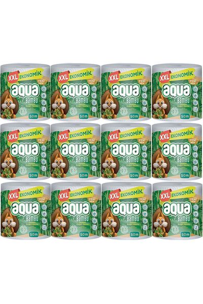 Aqua Paper Towel 3 Layer Jumbo Pack XXL Bamboo (Set of 12) 600 Meters (12PK*50MT)