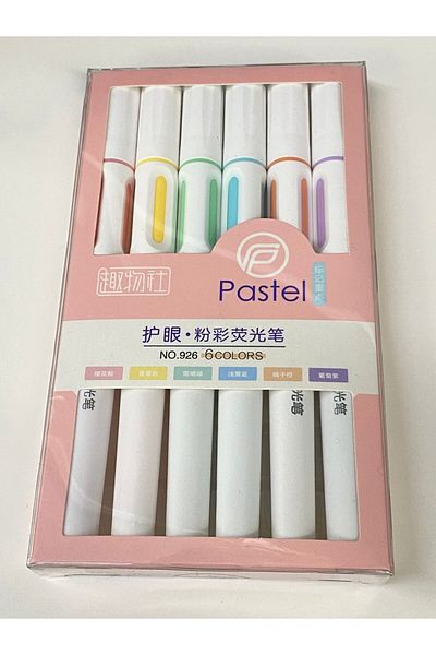 Concord Teak Pencil Set with Brush Tip, 6 Pastel Colors