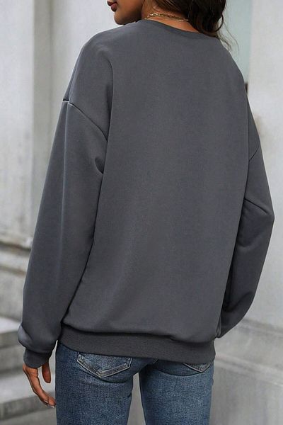 MODAGEN Dámská antracitová mikina s oversize potiskem srdce se 3 vlákny
