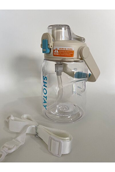 Shotay ST-7313 Pipetli Askılı Tritan Matara 1000 ml Beyaz