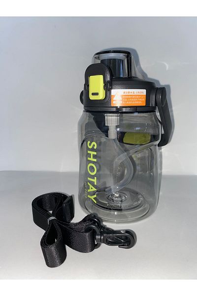 Shotay ST-7313 Tritan Flask with Straw and Hanger 1000 ml Black