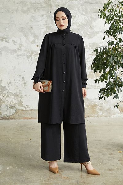 InStyle Arfa Ayrobin Buttoned Casual Suit - Black