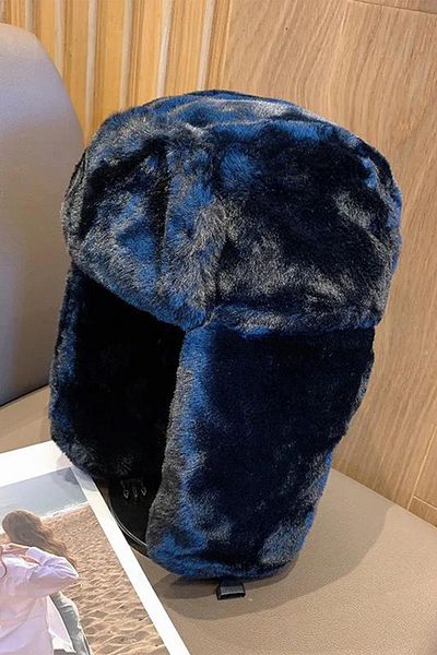BAHELS Черна плюшена шапка с щипки за уши