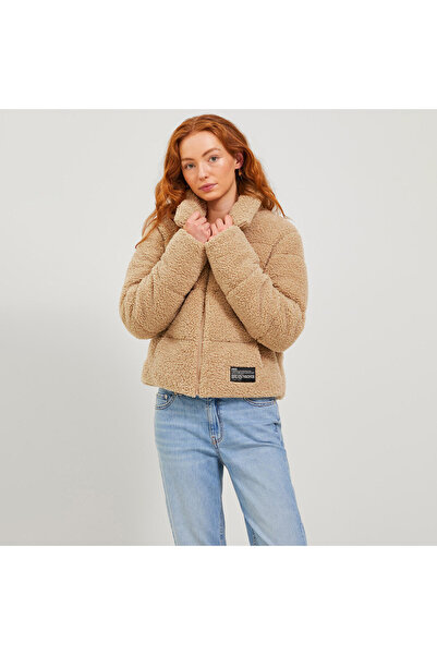Jack & Jones Jachetă din fleece bej pentru femei Isa Teddy (12240601-CORN)