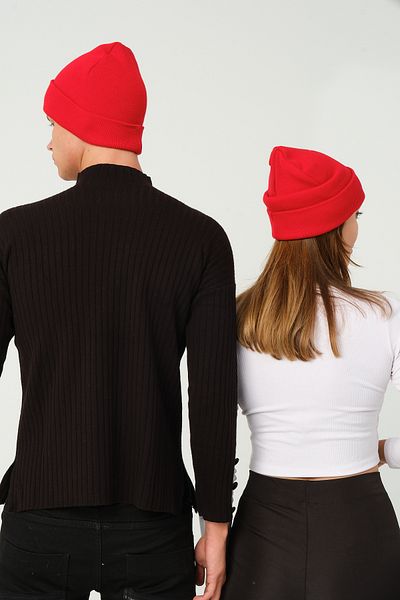 vawensea Unisex Winter Folded Beanie Single Red