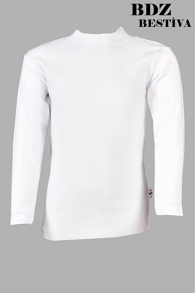 my doğa store Pack of 3 Unisex Cotton Lined Half Turtleneck White Children's Bodysuit