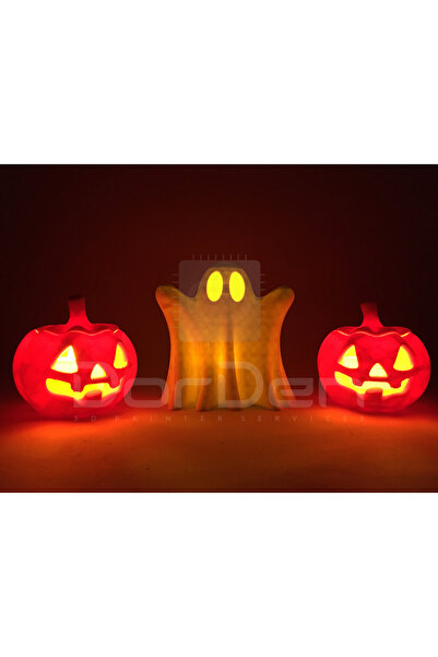 DorDen3D Cadılar Bayramı Hallowen Balkabağı ve Hayalet Temalı Tealight Mumluk...