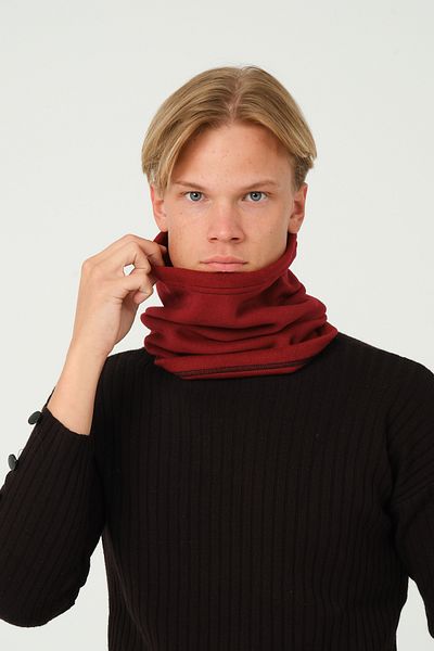 vawensea Unisex Fleece Winter Neck Collar & Beanie Claret Red