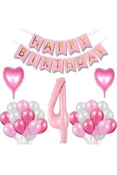 DÜVENCİ TİCARET PINK BIRTHDAY BALLOON SET