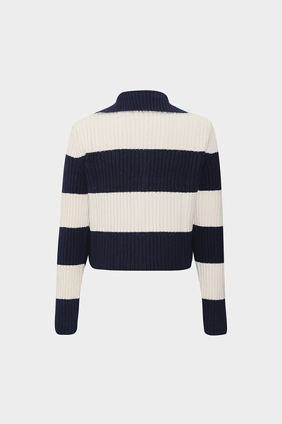 Açelya Okcu Selanik Knit Polo Neck Κοντή γυναικεία πλεκτή ζακέτα