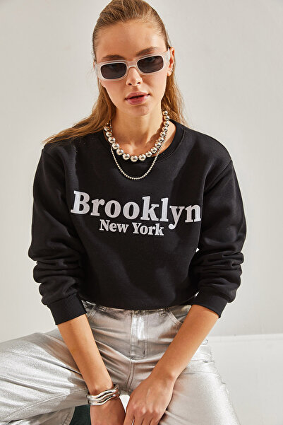 Bianco Lucci Dámská trička Crop mikina s potiskem