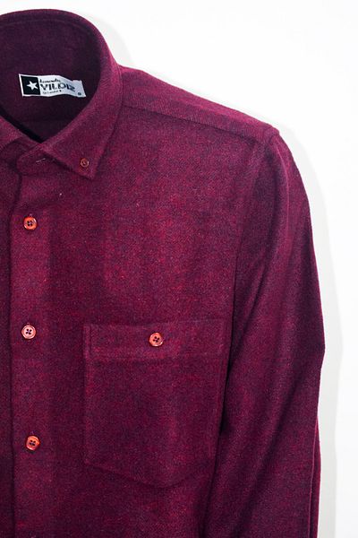 YILDIZ GÖMLEK Claret Red Solid Color Double Pocket Buttoned Collar Classic Cut Lumberjack Shirt