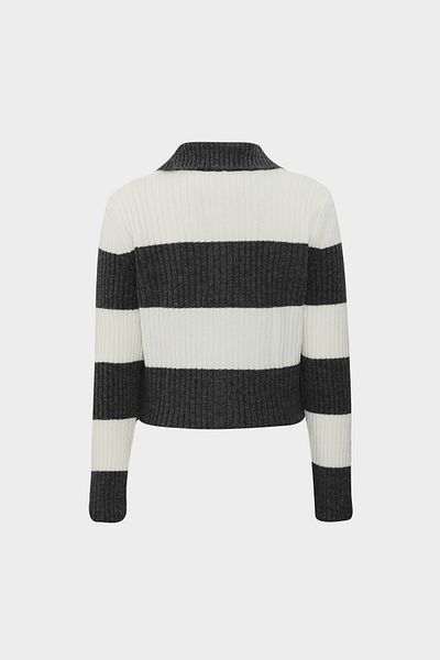 Açelya Okcu Selanik Knit Polo Neck Κοντή γυναικεία πλεκτή ζακέτα