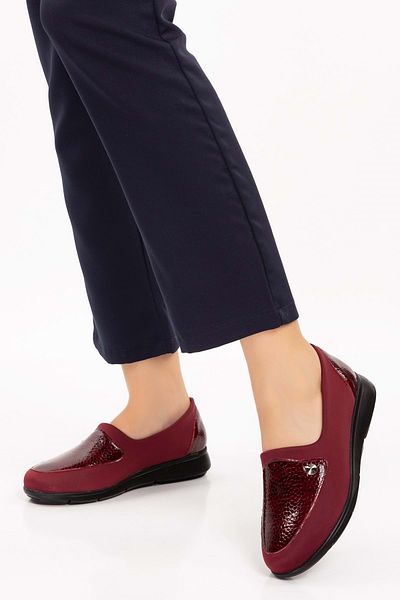 Gondol Pantofi casual din piele naturală cu părți elastice vdt.195 - Roșu Claret - 40